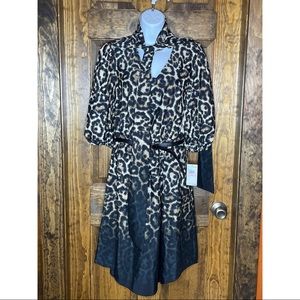 Vince Camuto women’s size 10. NWT animal print ombré dress with black belt.